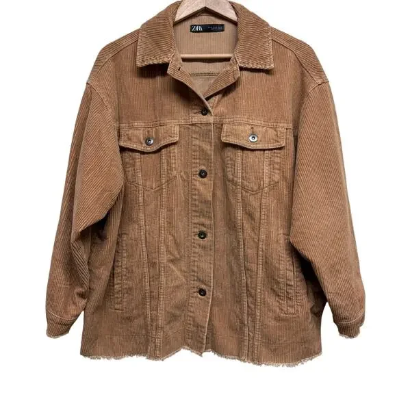 ZARA Tan Corduroy Button-Up Jacket — Women’s Size M - Picture 2 of 7